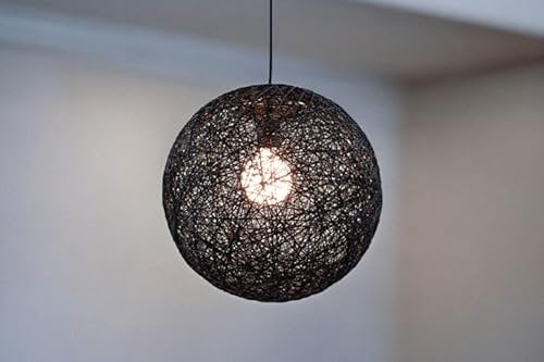 Pendelleuchte UNO Bast schwarz, Hängelampe, Drm.: 40cm, 1-flammig Kugelleuchte, Deckenleuchte, Wohnraum, Schlafzimmer, Esszimmer, Küche, Flur