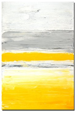 Paul Sinus Art 120x80cm - WANDBILD Malerei Farben Kunstwerk grau/gelb abstrakt - Leinwandbild auf Keilrahmen modern stilvoll - Bilder und Dekoration