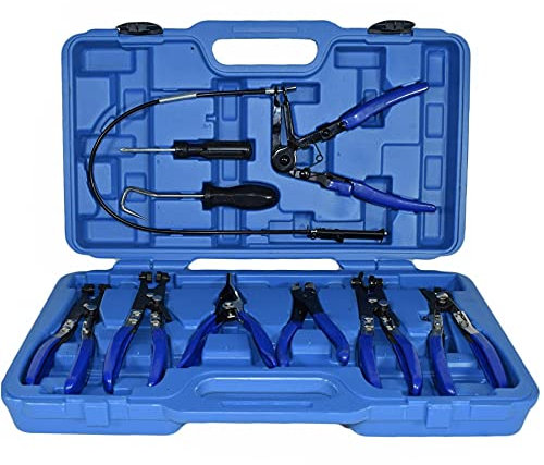 Dapetz ® 9Pcs Flexible Hose Clamp Pliers Set, Long Reach Spring Wire Clip Plier Hose Clamp Pliers Remover Kit for Replacement of Fuel, Oil, Water Hose,Black