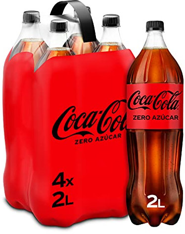 Coca-Cola Zero Azúcar, Refresco de Cola sin Azúcar, sin Calorías - Pack 4 Botellas 2L