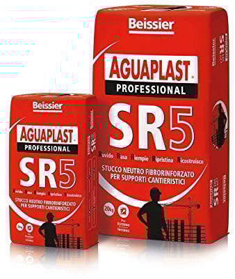 Stucco per esterno fibrorinforzato AGUAPLAST SR5 bianco kg.6