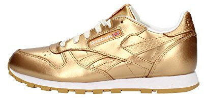 Reebok Damen Classic Leather Metallic Laufschuhe, Gold/Messing/Weiß (Dorado RBK Brass White), 36.5 EU