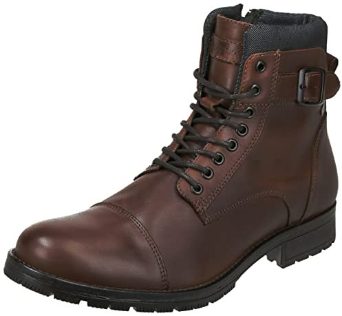 JACK & JONES Herren Jfwalbany Leather Brown Stone Biker Boots, Brown Stone, 46 EU