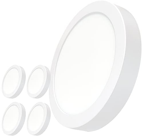 LED ATOMANT Pack 5x Plafon LED Redondo Superficie 210mm, 20W, Color Blanco Frio (6500K), 1800 Lumenes, Driver Incluido