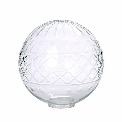 Handgeschliffene Glaskugel Ø 150mm klar mit Loch 42mm Jugenstil Glas Ersatzglas Schirm Kugel