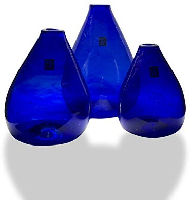 Maison Zoe Glasvasen Set aus Recycling-Glas Petite - Dunkelblau - blau - klein - 100% Handmade - Blumenvase - Vase mundgeblasen - Dekovase für Einzelblumen - Bud Vase - Tischvase