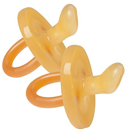 BABY NOVA Latex Schnuller 2er Set - Gr. 1 für Babys von 0-6 Monaten - Doppelpack Naturkautschuk Beruhigungssauger für Babys - 100% Latex Naturprodukt - Kautschuk Schnuller - BPA frei