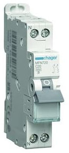 DIJONCTEUR HAGER MFN720 1P+N 3kA C-20A 1M EN PACK (2)