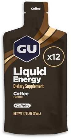 GU Liquid Energy Gels, Coffee 12 Pack - 95 Calorie Energy Gel with Carbohydrates, Caffeine, BCAAs and Electrolytes - Pre-Workout Fuel for Running, Cycling, Triathlon and Endurance Sports
