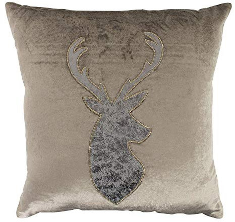 Mars & More Dekokissen Zierkissen Samt Hirsch Taupe