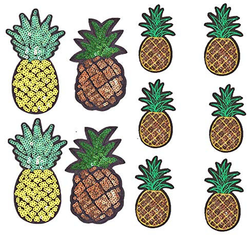 Ximkee Leckere Ananas-Pailletten, zum Aufbügeln oder Aufnähen, bestickt, Ananas, 10 Stück