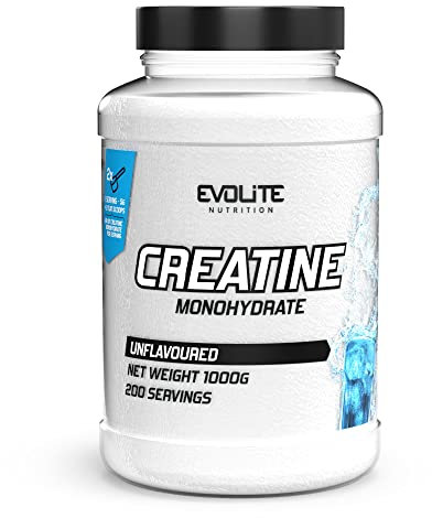 Creatin Monohydrat 1kg - Taurin Kreatin Pulver, Pre Workout - 200 Portionen - Perfekt Löslich, Vegan & Mikronisiert, 6 Monate Vorrat - Evolite Nutrition