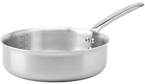 De Buyer - Sauteuse à bords droits en inox 3 couches ALCHIMY - 28 cm - Fabriquée en France, Sans PFAS, Maîtrise de la Cuisson, Inox 18/10, Tous Feux + Four, Finition Poli Brossé