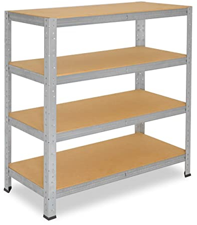 shelfplaza® 115x90x40cm Home Schwerlastregal verzinkt/Metallregal mit 4 Böden/Kellerregal Metall, Garagenregal, Werkstattregal oder Regal Lagerregal/Steckregal Metall mit 175kg Tragkraft