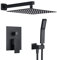 Artiqua Regenduschsystem, Dusch-Kombi-Set, schwarz, Wandmontage, Wasserhahn, Badezimmer-Armaturen mit 30,5 cm Regenduschkopf und Handbrause