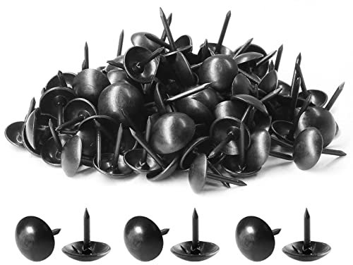 Piutouyar 200 Stück schwarze Polsternägel Antik Metall Reißnägel Runder Kopf Polsternadeln für Polstermöbel Kork Board DIY Projekte oder Heimdekoration 9 x 9 mm