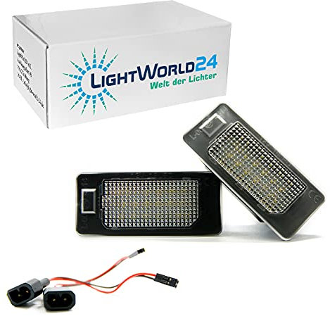 LIGHTWORLD24 LED Kennzeichenbeleuchtung Nummernschildbeleuchtung für BMW E39 E60 E61 E70 E71 E72 E82 E88 E90 E91 E92 E93 mit E-Prüfzeichen Kennzeichenleuchte 6000K Xenon weiß