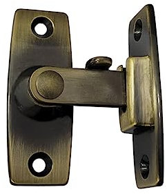 QCAA 2.5 Heavy Forged Solid Brass Door Latch, 90 Degree Right Angle Door Latch Buckle for Doors & Windows, Antique Brass, 1 Pack, Made in Taiwan