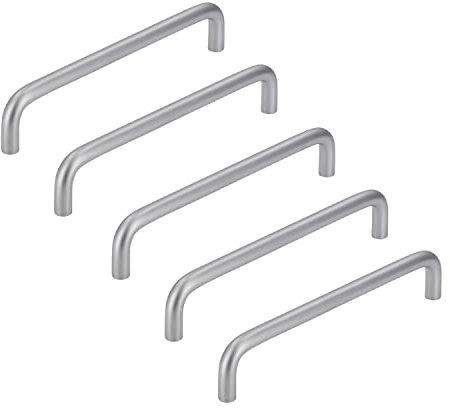 siwitec 5x Möbelgriff 6175 mit 128 mm Lochabstand in Chrom matt, Griffe inkl. passender M4 Schrauben