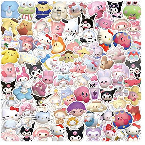 120 Stück 3D-niedliche Anime-Aufkleber, PVC, wasserdicht, sonnenfest, für Handy, Laptop, Flaschen, Skateboard, Computer, Handy, Anime-Aufkleber-Set, Geschenke für Cartoon-Fan