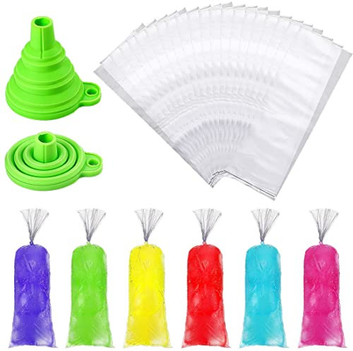 240 Stücke Eis am Stiel Taschen Einweg Eis Pop Schimmel Taschen Plastik Eis Süßigkeiten Taschen mit Silikon Trichter für Herstellung Ice Pop Joghurt Süßigkeiten Einfrieren Pops