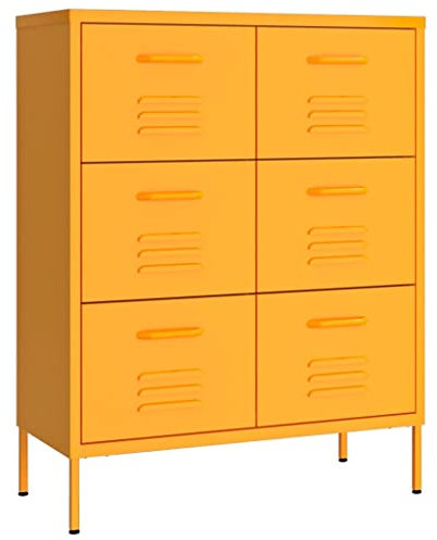 vidaXL Schubladenschrank Senfgelb 80x35x101,5 cm Stahl