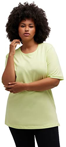 Ulla Popken, Damen, große Größen, Basic-Shirt, Rundhals Limettengrün 46-48