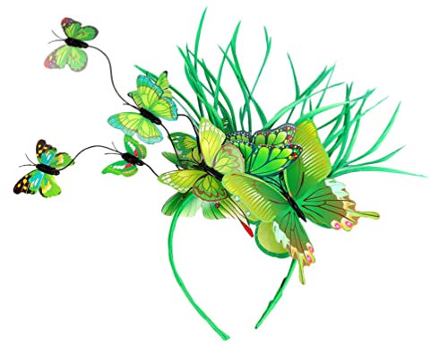 FRCOLOR Schmetterling Fascinator Hut Tea Party Fascinators Stirnband Schmetterling Haarband Creolen Fascinator Haarreifen Grün