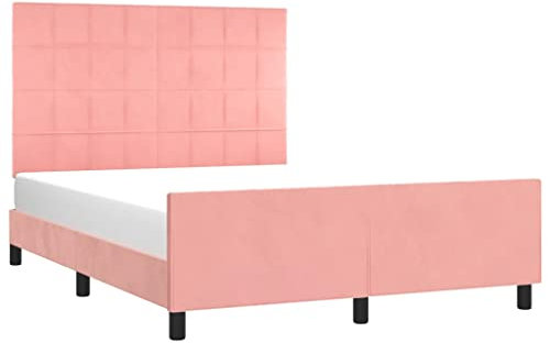 vidaXL Bettgestell mit Kopfteil Polsterbett Bett Bettrahmen Doppelbett Lattenrost Samtbett Schlafzimmermöbel Schlafzimmerbett Rosa 140x200cm Samt
