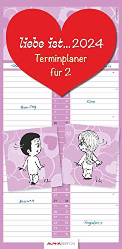 liebe ist... Terminplaner für 2 2024 - Familien-Timer - Termin-Planer - Paar-Kalender - Familien-Kalender - 22x45