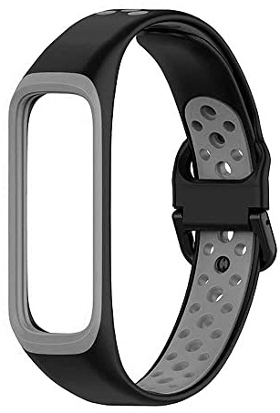 OcioDual Kompatibles Armband für S Galaxy Fit 2 Ersatzarmband Wasserdicht Atmungsaktiv Beständig Silikon Farbe Schwarzgrau