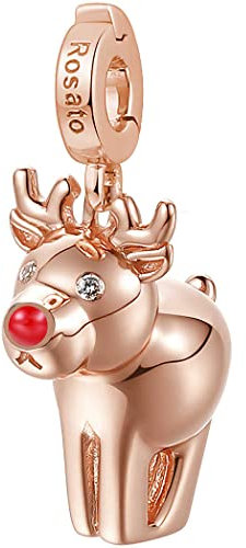 Rosato Charm da Donna Collezione Storie. Gioiello in Argento 925 con placcatura in Oro Rosa e Diamanti. Ha Come Simbolo Una Renna. La referenza è RZLE058