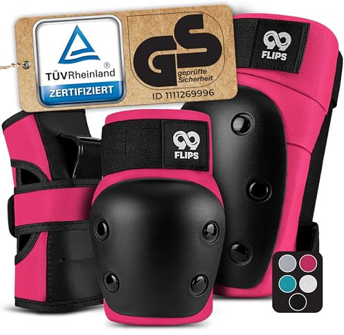 99FLIPS Protecciones Patines Adulto y Jóvenes - Protecciones Skate Adulto Set con Rodilleras y Coderas - como Equipo de Protección Skateboard - rodilleras patines - DIVE Talla L Morado