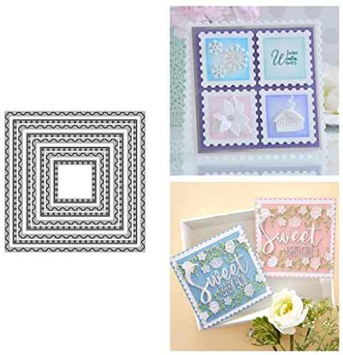 Sredwtk Quadratisch Stanzschablonen Rahmen Rechteck Cutting Dies Prägeschablonen Stanzformen Schablonen Für Scrapbooking, Fotopapier 3D Karten Handwerk Prägen DIY Herstellung Geschenk