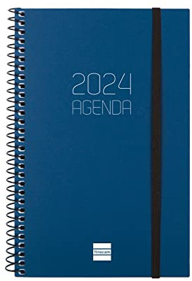 Finocam - Terminkalender Espiral Opaque 2024 Wochenansicht Horizontal Januar 2024 bis Dezember 2024 (12 Monate) Blau International