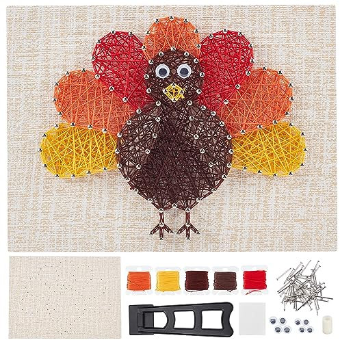 WEBEEDY Kit de arte de cuerda 3D para adultos, principiantes, Acción de Gracias, pavo, kit de arte de cuerda de pavo para adultos, Acción de Gracias, día festivo, proyecto de arte de pared