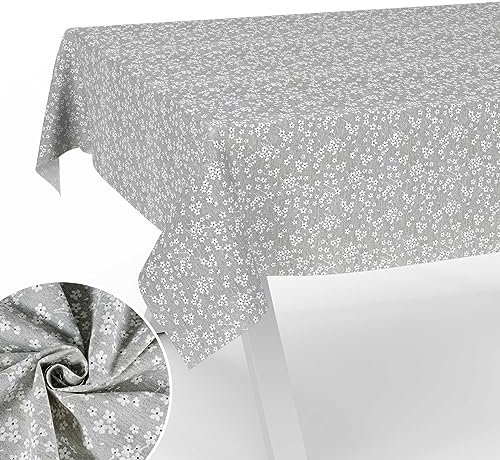 Stoff Tischdecke Tischwäsche Textil Tischtuch Baumwolle Polyester Gewebe abwaschbar pflegeleicht, in rund oval eckig Violen Grau 160x100cm Schnittkante