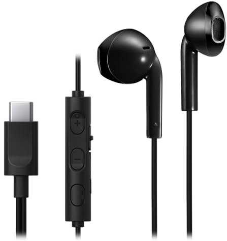 JVC HA-FR17UC-B - Bud-Typ USB-C Ohrhöhrer mit eingebautem DAC für kraftvollem und kristallklarem Klang, praktischem Mikrofon und 3-Tasten-Fernbedienung in äußerst kompakter Bauform (Schwarz)