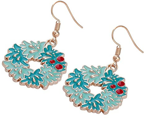 Ohrringe Chirurgenstahl Creolen Weihnachtsohrringe Niedliche Girlande Ohrstecker Weihnachtsschmuck Ohrringe Tägliche Partyzubehör Legierungsschmuck Geschenke für Frauen Sternchen (Green, One Size)