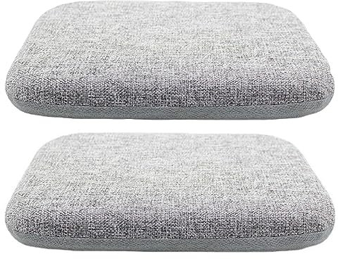 PIPOEI Stuhlpolster für Esszimmerstühle 2er Set mit Bändern, 4cm Dicke Memory Foam Stuhlpolster rutschfestes Hufeisen Sitzkissen, Leinenkissen waschbarer Bezug Pad Grey,45 x 45 x 4cm