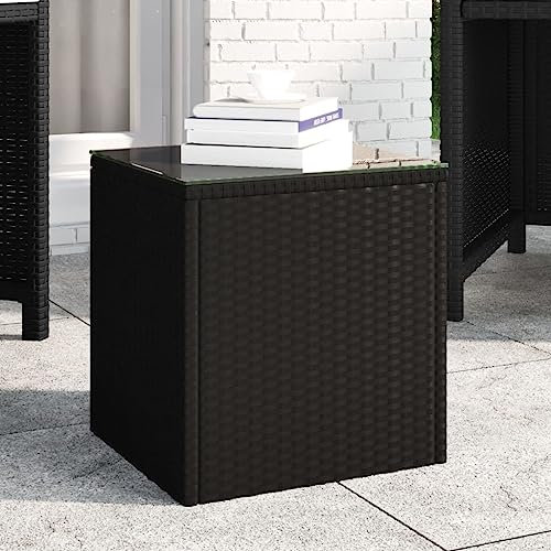 Hovothy Beistelltisch Schwarz 40x37x40,5 cm Poly Rattan Balkontisch Gartentische Rattan Tisch Garten Beistelltisch Outdoor Geeignet für Den Einsatz Im Innen- Und AußEnbereich