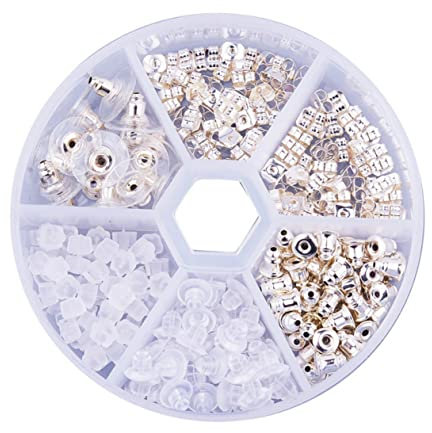 Lurrose 260piezas Accesorios Para Hacer Joyas Tuercas Para Pendientes De Plata Pendientes Creativos y Chic Accesorios Para Mujer y Hombre