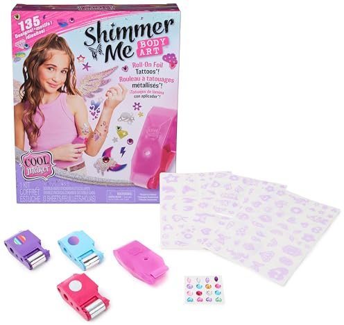 Cool Maker Shimmer Me Tattoo Studio - schimmernde Tattoos mit Metallicfolien selbst gestalten, mit 135 Tattoo Designs und Schmucksteinen, für Kinder ab 7 Jahren
