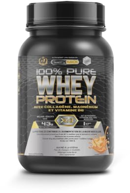 Healthy Fusion Whey Protein | 43 g/dose Protéine Whey Pure avec Collagène, Magnésium et Vitamine B6 | Augmente la masse musculaire, améliore l’entraînement et renforce les articulations | Caramel 1kg
