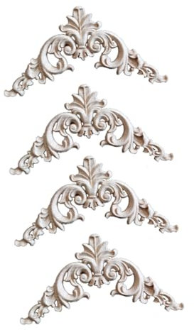 TOPBATHY 4stücke Holzapplikationen Für Möbel Dekorative Holzschnitzerei Im Floralen Design Unlackierte Und Türverzierung Für Zuhause Und Hotel Einfache Anwendung Natürliches Material