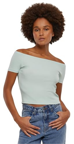 Urban Classics Damen T-Shirt Ladies Organic Off Shoulder Rib Tee, Schulterfreies T-Shirt für Frauen, Bio-Baumwolle, erhältlich in vielen Farben, Größen XS-5XL