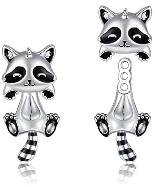 POPLYKE Waschbär Ohrstecker für Damen 925 Sterling Silber Waschbär Ohrringe für Mädchen Waschbär Schmuck