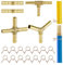 YIXISI 5 Pezzi 8mm 2/3/4 Vie Connettori per linea Carburante in Ottone, Raccordo Tubo del Carburante Barbiglio, con 14 Pezzi Morsetti, per Carburante, Aria, Acqua, Gas e Gasolio