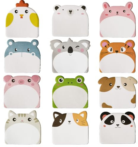 COLOFALLA Haftnotizen Tier 360 Blätter Kleine Blöcke für Kinder Mitgebsel Haftnotizen Klebezettel Tier Bunt Cartoon Haftnotizen Selbstklebende Haftnotizzettel für Büro Schule