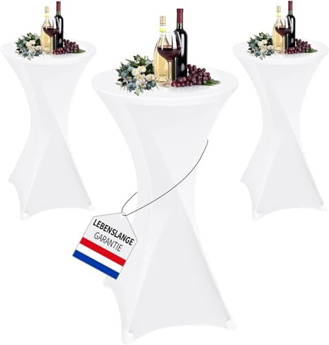 Lutranstra Stehtisch Hussen 80 X 110 cm, Tischdecke Rund Tischtuch-Set, 3er-Set Mit Quadratischen, Einziehbaren Spandex-Ecken FüR Bars, Hochzeiten, Cocktailpartys Und Bankette